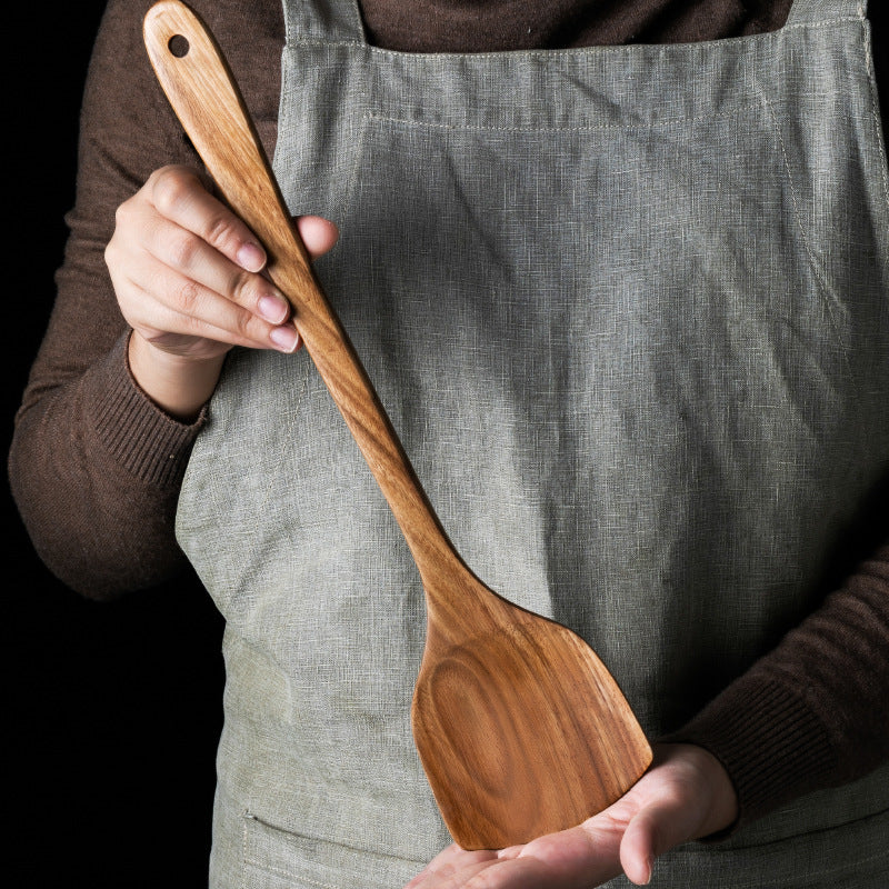 Wooden Cooking Long-Handled Spatula